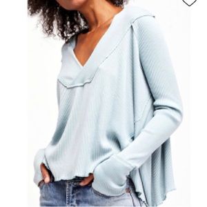 🔥We the Free - Free People long sleeve baby blue top‎ XS - boho coastal …